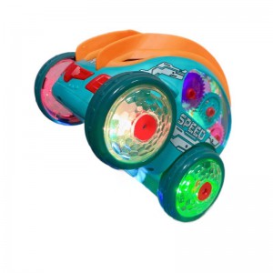 电动特技旋转自动翻斗车带齿轮炫彩灯光音乐玩具