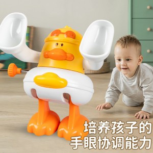 婴幼儿玩具0-3卡通发条公仔上链翻斗萌鸡宝宝学爬小黄鸭儿童益智