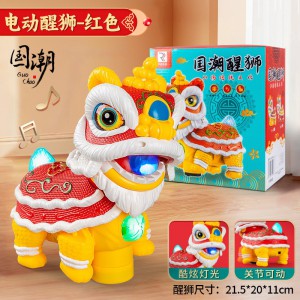 男女宝宝抬头学爬声光舞狮儿童礼物万向电动醒狮小孩玩具摆摊