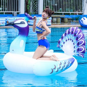 蓝色孔雀浮排 成人充气游泳圈浮床水上运动用品现货充气浮排