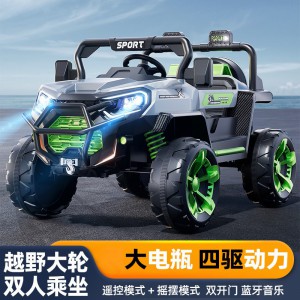 Children&#039;s electric car, children&#039;s four-wheel off-road vehicle, four-wheel drive remote control toy car, can ride an adult baby swing stroller