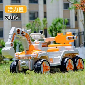 儿童六轮汽车挖掘机玩具车可坐人男孩电动挖土机加大号工程车勾机
