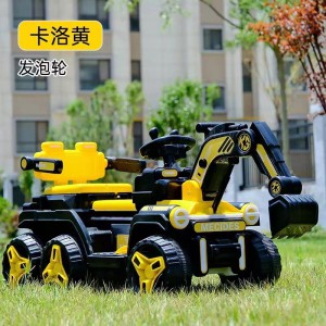 儿童六轮汽车挖掘机玩具车可坐人男孩电动挖土机加大号工程车勾机
