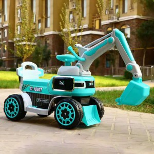 儿童电动挖掘机玩具车可坐可骑大号音乐男孩挖土机学步滑行工程车