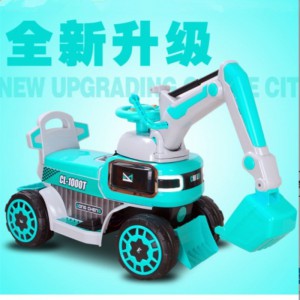 儿童电动挖掘机玩具车可坐可骑大号音乐男孩挖土机学步滑行工程车