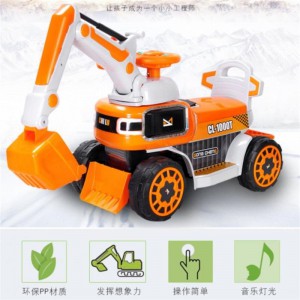 儿童电动挖掘机玩具车可坐可骑大号音乐男孩挖土机学步滑行工程车