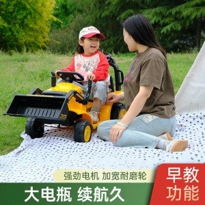 Children&#039;s electric bulldozer, seated baby forklift, excavator, rechargeable four-wheel toy, remote control engineering stroller