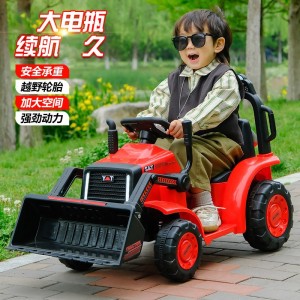 Children&#039;s electric bulldozer, seated baby forklift, excavator, rechargeable four-wheel toy, remote control engineering stroller
