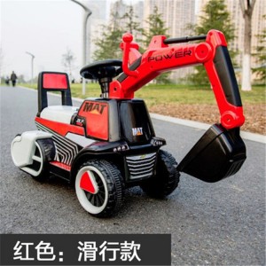 Children&#039;s electric sliding excavator, boy toy excavator, can ride on a large hook machine, engineering vehicle, toy car