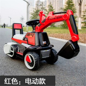 Children&#039;s electric sliding excavator, boy toy excavator, can ride on a large hook machine, engineering vehicle, toy car