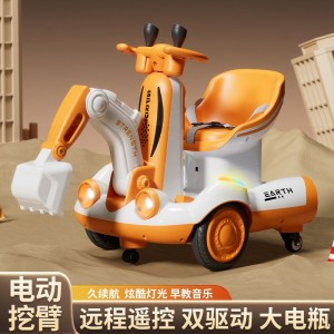New electric excavator, balance scooter, drift car, toy car, can ride on a stroller, dual drive, 360 degree rotating car