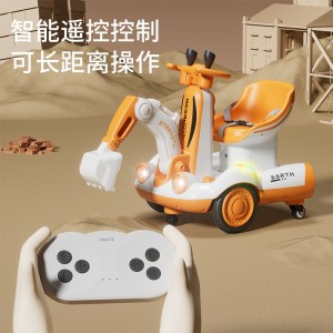 New electric excavator, balance scooter, drift car, toy car, can ride on a stroller, dual drive, 360 degree rotating car