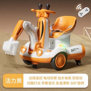 New electric excavator, balance scooter, drift car, toy car, can ride on a stroller, dual drive, 360 degree rotating car