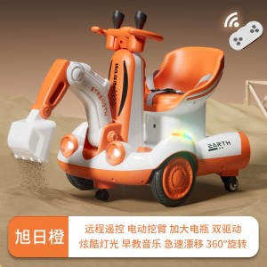 New electric excavator, balance scooter, drift car, toy car, can ride on a stroller, dual drive, 360 degree rotating car