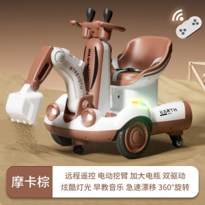 New electric excavator, balance scooter, drift car, toy car, can ride on a stroller, dual drive, 360 degree rotating car