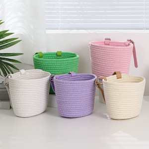 棉绳手工编织车篮车筐儿童滑板车自行车收纳筐车篓小号可拆卸