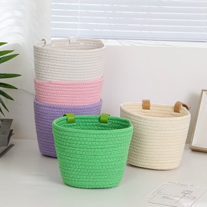 棉绳手工编织车篮车筐儿童滑板车自行车收纳筐车篓小号可拆卸