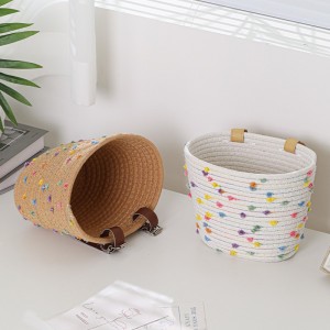 棉绳手工编织车篮车筐儿童滑板车自行车收纳筐车篓小号可拆卸