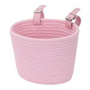 棉绳手工编织车篮车筐儿童滑板车自行车收纳筐车篓小号可拆卸