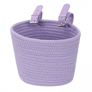 棉绳手工编织车篮车筐儿童滑板车自行车收纳筐车篓小号可拆卸