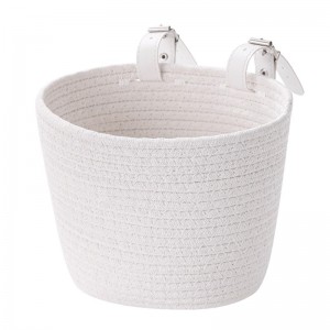 棉绳手工编织车篮车筐儿童滑板车自行车收纳筐车篓小号可拆卸