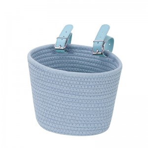 棉绳手工编织车篮车筐儿童滑板车自行车收纳筐车篓小号可拆卸