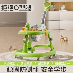 Baby walker with music, multiple functions, anti-rollover, lightweight, foldable, 6-18 month baby stroller, O-legs
