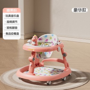 Baby walker with music, multiple functions, anti-rollover, lightweight, foldable, 6-18 month baby stroller, O-legs