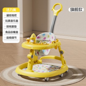 Baby walker with music, multiple functions, anti-rollover, lightweight, foldable, 6-18 month baby stroller, O-legs