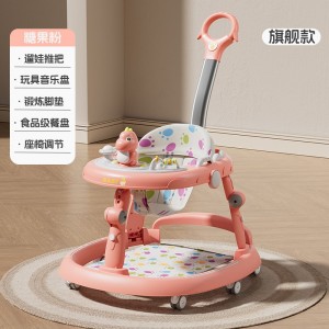 Baby walker with music, multiple functions, anti-rollover, lightweight, foldable, 6-18 month baby stroller, O-legs