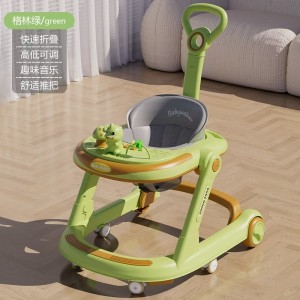 Baby walker with music, multiple functions, anti-rollover, lightweight, foldable, 6-18 month baby stroller, O-legs