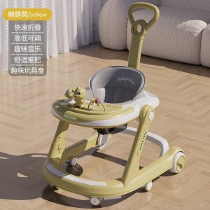 Baby walker with music, multiple functions, anti-rollover, lightweight, foldable, 6-18 month baby stroller, O-legs