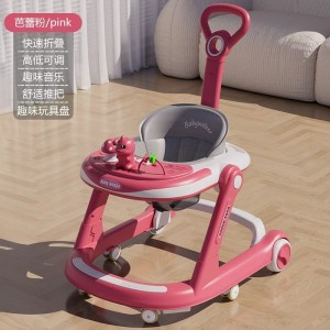 Baby walker with music, multiple functions, anti-rollover, lightweight, foldable, 6-18 month baby stroller, O-legs