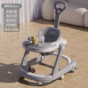 Baby walker with music, multiple functions, anti-rollover, lightweight, foldable, 6-18 month baby stroller, O-legs