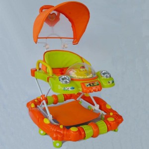 学步儿童彩色高品质塑料婴儿学步车带音乐带蓬学步车