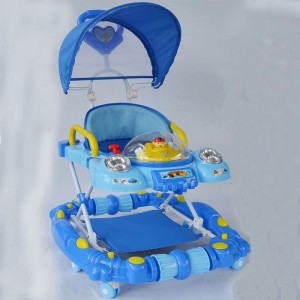 学步儿童彩色高品质塑料婴儿学步车带音乐带蓬学步车