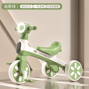 儿童脚踏车三轮车可推可骑可滑三合一多种功能音乐灯光三轮车