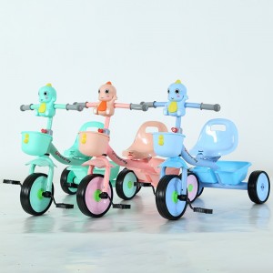 源头工厂儿童玩具恐龙三轮车碳钢玩具车PP材质儿童自行车