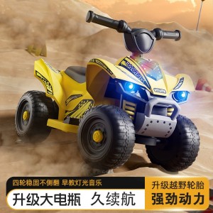新款儿童沙滩车电动摩托四轮越野灯光音乐充电可坐人宝宝玩具童车