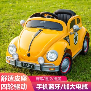 Children&#039;s retro electric four-wheeler car, remote control for toddlers, 1-3 year old, 4-wheel toy car, can be charged and seated