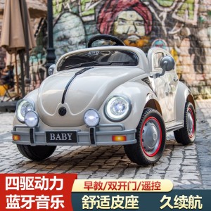 Children&#039;s retro electric four-wheeler car, remote control for toddlers, 1-3 year old, 4-wheel toy car, can be charged and seated