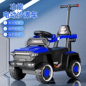 儿童电动车带护栏可推车两用四轮充电多种功能沙滩车可坐人玩具车
