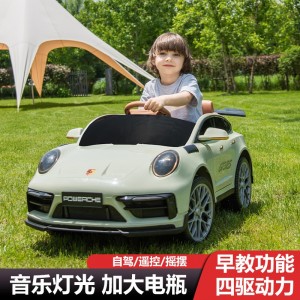 儿童电动四轮警车玩具车保时捷带遥控男女小孩可坐充电童车