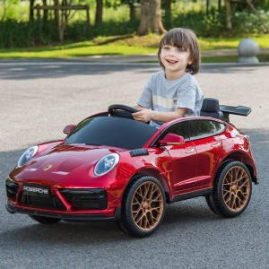 儿童电动四轮警车玩具车保时捷带遥控男女小孩可坐充电童车