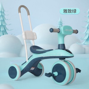 儿童三轮脚踏车骑滑推一体多种功能三轮车音乐灯光滑滑车宝宝手推车