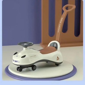 High quality rocking car for kids silent wheel sliding toy with music push handle swing car