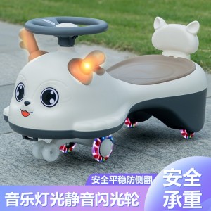 Children&#039;s scooter anti-rollover swing car for 1 to 3 year old boys and girls, silent flash wheel, cartoon creative twist car