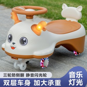 Children&#039;s scooter anti-rollover swing car for 1 to 3 year old boys and girls, silent flash wheel, cartoon creative twist car