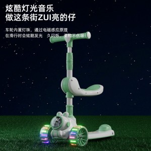 Children&#039;s scooter with seat, 3-in-1, 2-6 year old, can ride, skate, musical, scooter, scooter, yo-yo