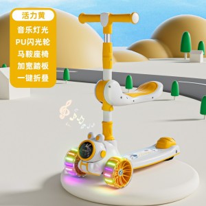 Children&#039;s scooter with seat, 3-in-1, 2-6 year old, can ride, skate, musical, scooter, scooter, yo-yo
